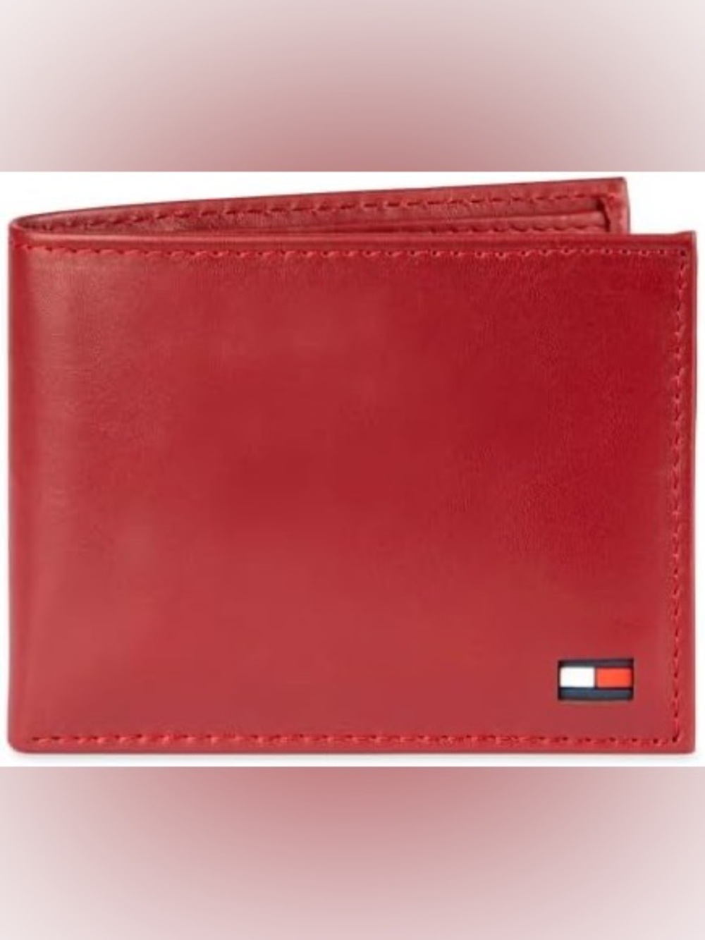 Men's Wallet Tommy Hilfiger Passcase & Valet Red Genuine Leather New Sealed